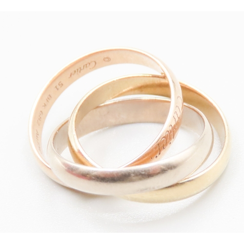 100 - Cartier Trinity Ring in 18 Carat Yellow White and Rose Gold Ring Size I and a Half with Original Car... 