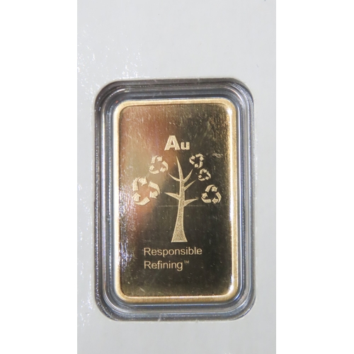 1016 - Metalor Switzerland Fine 999.9 Gold 5 Gram Bar Responsible Refining Encapsulated