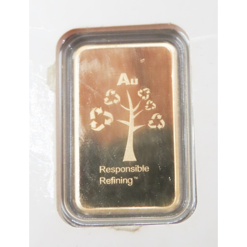 1017 - Metalor Switzerland Fine 999.9 Gold 5 Gram Bar Responsible Refining Encapsulated