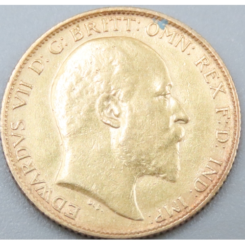 1035 - Gold Half Sovereign Dated King Edward VII  1908