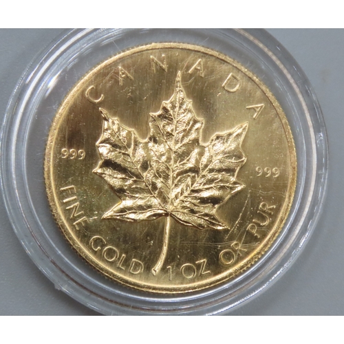 1150 - 1 OZ Fine 999.9 Gold 50 Dollar Canada Maple Leaf Coin Dated 1979 Encapsulated