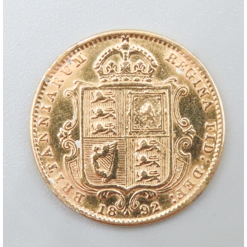 1158 - Gold Half Sovereign Queen Victoria Dated 1892  Set in 9 Carat Yellow Gold Ring