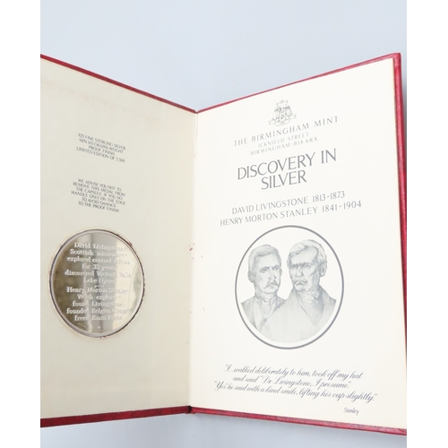 1168 - Fine 999.9 Silver Coin The Birmingham Mint Discovery in Silver Book David Livingstone and Henry Mort... 