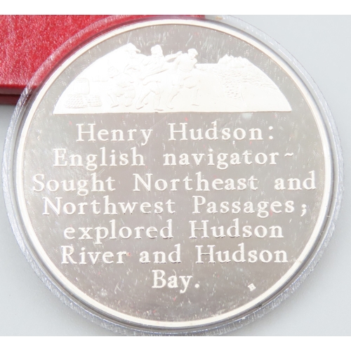 1169 - Fine 999.9 Silver Coin The Birmingham Mint Discovery in Silver Book Henry Hudson 1550-1611