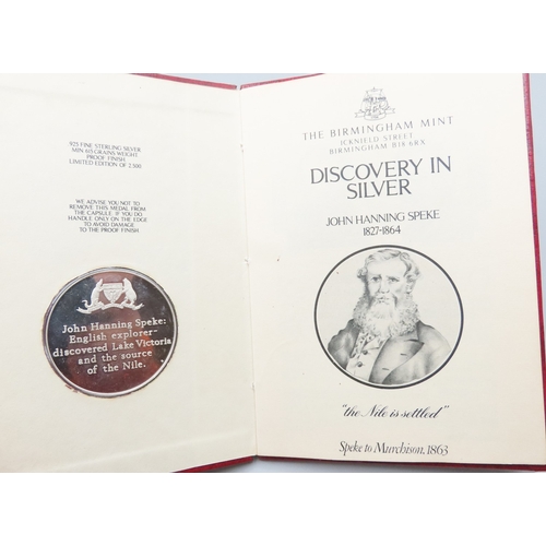 1172 - Fine 999.9 Silver Coin The Birmingham Mint Discovery in Silver Book John Hanning Speke 1827-1864