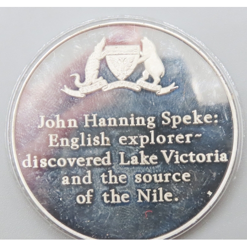 1172 - Fine 999.9 Silver Coin The Birmingham Mint Discovery in Silver Book John Hanning Speke 1827-1864