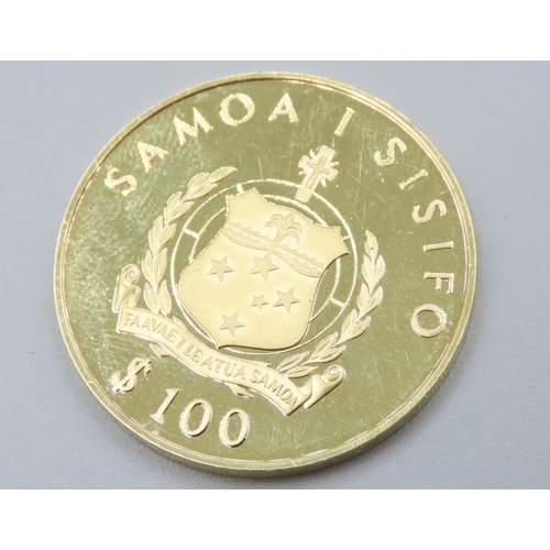 1184 - Gold Samoa Sisifo $100 Coin Dated 1977