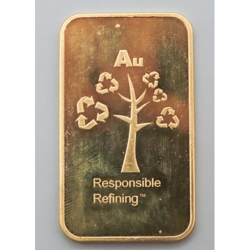 1187 - Metalor 1 OZ Fine 999.9 Gold Bar Responsible Refining