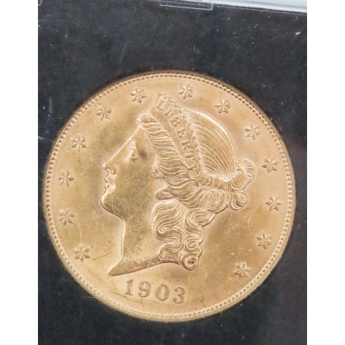 1193 - Gold United States of America 20 Dollar Coin Encapsulated Dated 1903