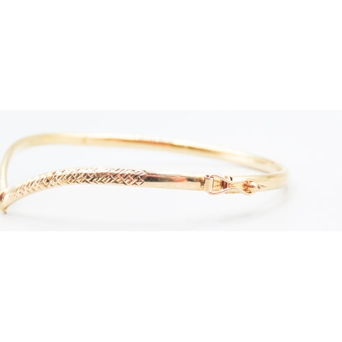 12 - 9 Carat Yellow Gold Wishbone Form Ladies Bracelet Incised Detailing Inner Width 6cm