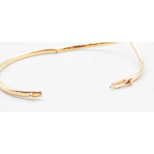 12 - 9 Carat Yellow Gold Wishbone Form Ladies Bracelet Incised Detailing Inner Width 6cm