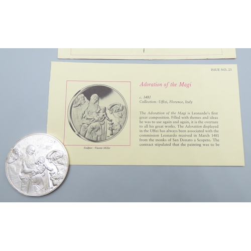 1209 - Leonardo da Vinci (1452 - 1519) Adoration of the Magi c.1481 Solid Sterling Silver Proof Medallion M... 