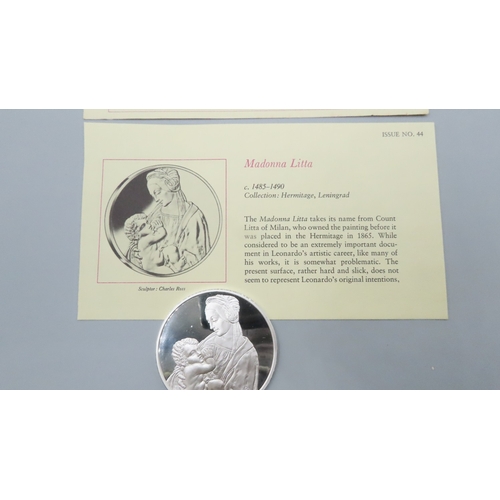 1217 - Leonardo da Vinci (1452 � 1519) Madonna Litta c.1485 - 1490 Solid Sterling Silver Proof Medallion Mi... 