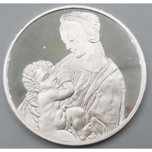 1217 - Leonardo da Vinci (1452 � 1519) Madonna Litta c.1485 - 1490 Solid Sterling Silver Proof Medallion Mi... 