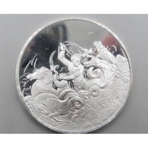 1224 - Leonardo da Vinci (1452 � 1519) Neptune with Four Sea Horses c.1504 Solid Sterling Silver Proof Meda... 