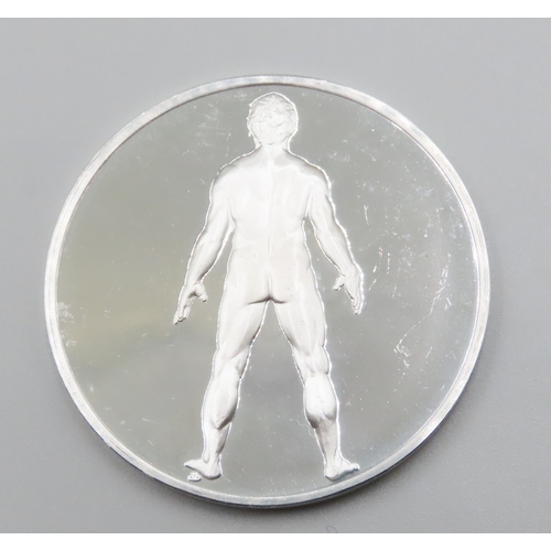 1228 - Leonardo da Vinci (1452 � 1519) Nude Figure of a Man c.1506 - 1508 Solid Sterling Silver Proof Medal... 