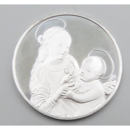 1229 - Leonardo da Vinci (1452 � 1519) Benois Madonna c.1478 Solid Sterling Silver Proof Medallion Mint Wei... 