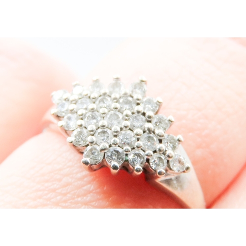 123 - Diamond Set Ladies Cluster Ring Mounted in 9 Carat White Gold Ring Size N