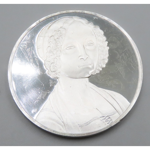 1232 - Leonardo da Vinci (1452 � 1519) Portrait of Ginevra de'Benci c.1475 Solid Sterling Silver Proof Meda... 