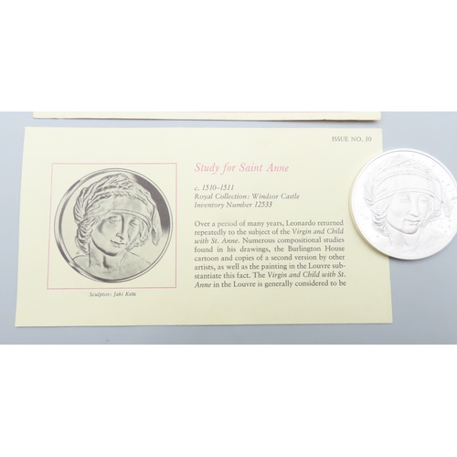 1235 - Leonardo da Vinci (1452 - 1519) Study for St. Anne c.1510 - 1511 Solid Sterling Silver Proof Medalli... 