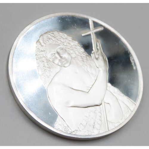 1238 - Leonardo da Vinci (1452 - 1519) Saint John the Baptist c.1509 Solid Sterling Silver Proof Medallion ... 