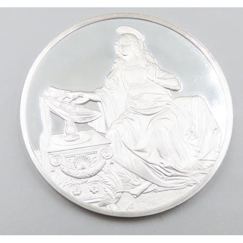 1239 - Leonardo da Vinci (1452 � 1519) The Virgin Mary c.1478 Solid Sterling Silver Proof Medallion Mint We... 