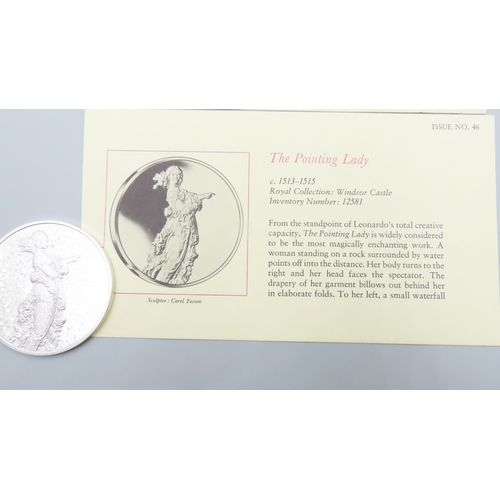 1243 - Leonardo da Vinci (1452 � 1519) The Pointing Lady c.1513 - 1515 Solid Sterling Silver Proof Medallio... 