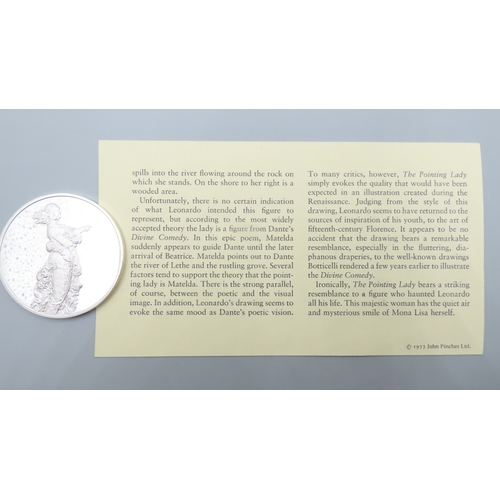 1243 - Leonardo da Vinci (1452 � 1519) The Pointing Lady c.1513 - 1515 Solid Sterling Silver Proof Medallio... 