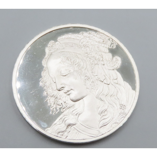 1244 - Leonardo da Vinci (1452 � 1519) Profile of a Young Woman c.1475 Solid Sterling Silver Proof Medallio... 