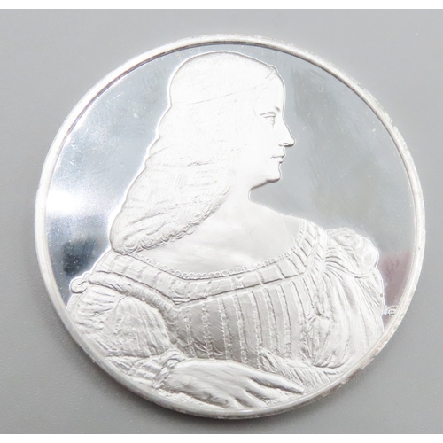 1250 - Leonardo da Vinci (1452 � 1519) Portrait of Isabella d'Este c.1500 Solid Sterling Silver Proof Medal... 