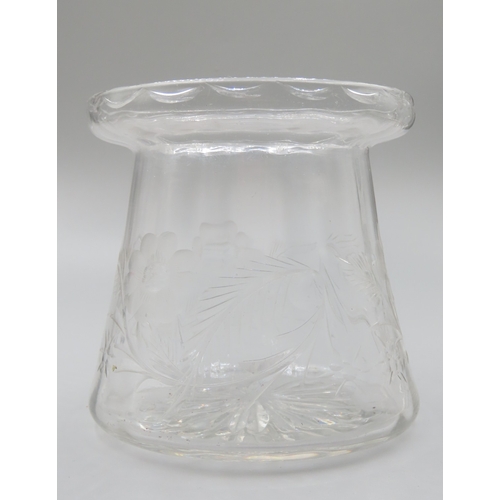 126 - Silver Top Preserve Jar Etched Crystal 9cm High