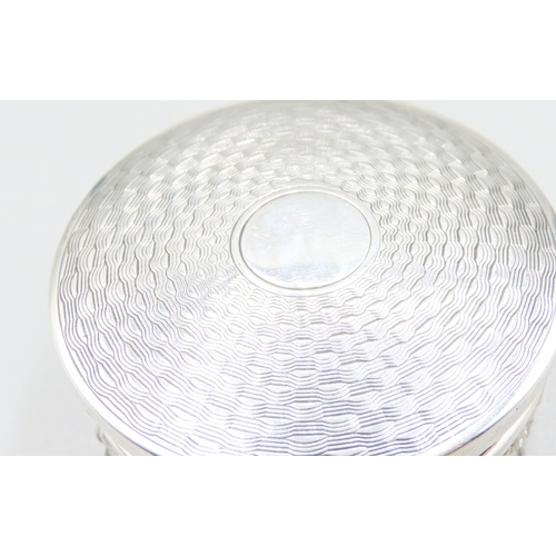 128 - Table or Ring Box Siver Top Engine Turn Hobnail Cut 5cm Diameter