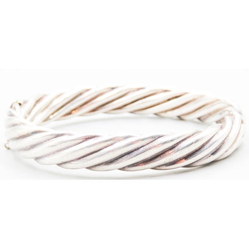 13 - Two Silver Bangle Bracelet Including a Rope Form Inner Width 6cm and 6.5cm