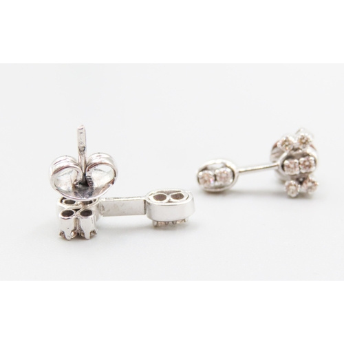 135 - Pair of 18 Carat White Gold Diamond Set Earrings Attractively Detailed Each Approximately 1.8cm High