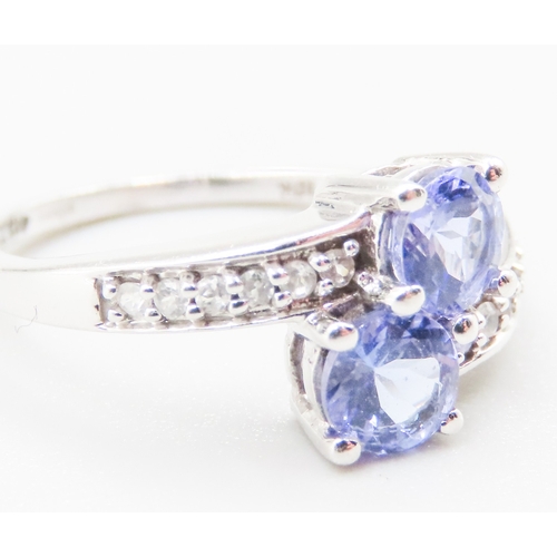 140 - Tanzanite Set Toi et Moi Ring with Further Diamond Insets to Shoulders Mounted on 10 Carat White Gol... 