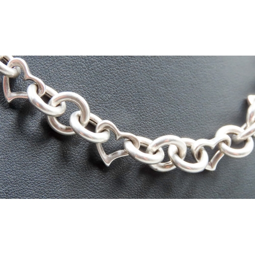 149 - Silver Heart Link Necklace 42cm Long