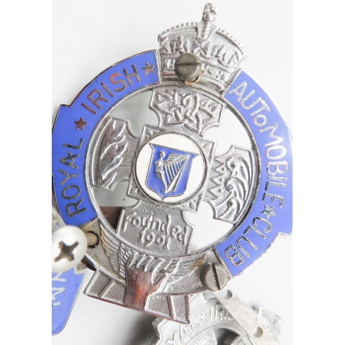 1500 - Three Royal Irish Automobile Car Mascot Badges Founded RIC Founded 1901 Two with Enamelwork