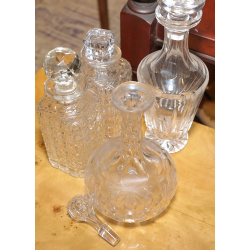 1511 - Four Antique Crystal Decanters with Stoppers Tallest Approximately 12 Inches High