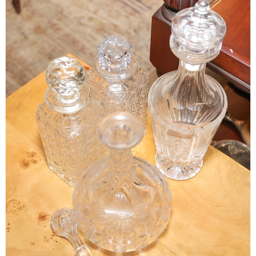 1511 - Four Antique Crystal Decanters with Stoppers Tallest Approximately 12 Inches High