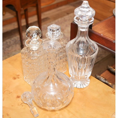 1511 - Four Antique Crystal Decanters with Stoppers Tallest Approximately 12 Inches High