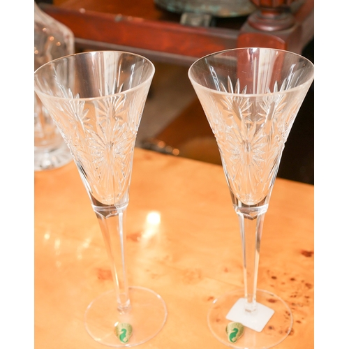 1512 - Waterford Crystal Two Champagne Flutes Each Approximately 9 Inches High