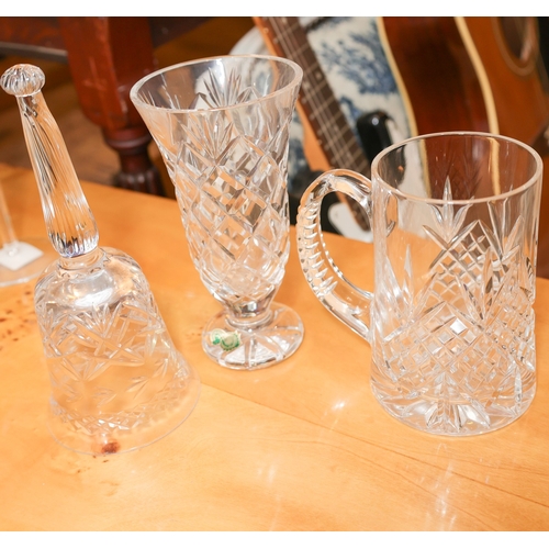 1513 - Waterford Crystal Table Vase Flared Rim Example Waterford Crystal Table Bell and Waterford Crystal T... 