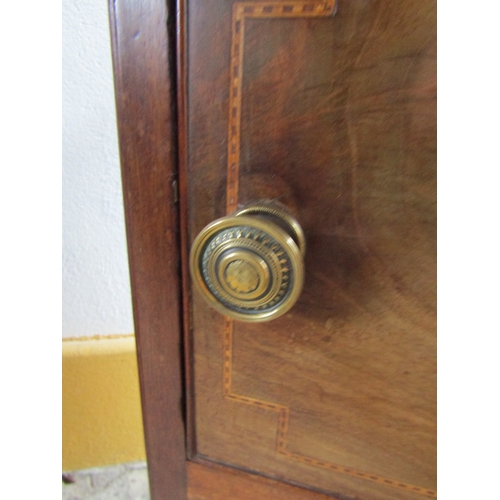 1524 - George III Three Quarter Gallery Single Door Side Locker Flame Mahogany Door Approximately 12 Inches... 