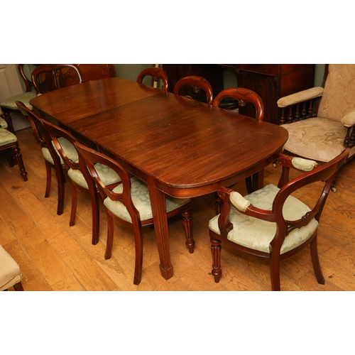 1531 - Set of Twelve Carved Mahogany Balloon Back Dining Room Chairs Upholstered Seats Above Turned and Flu... 