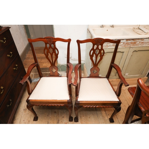 1534 - Set of Eight Chippendale Mahogany Dining Room Chairs Including Two Carvers Claw and Ball Supports Ga... 