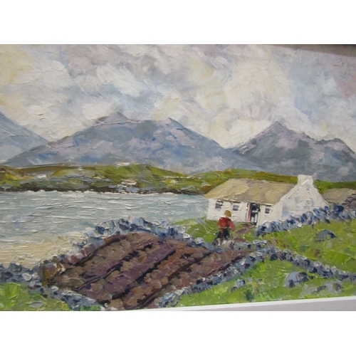 1548 - Fergus O'Ryan Near Clifton Cottage Scene with Mountains Beyond Oil on Board Approximately 20 Inches ... 