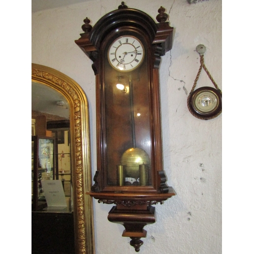 1552 - Vienna Regulator Wall Clock with Brass Weights and Keys Present Working Order Approximately 36 Inche... 