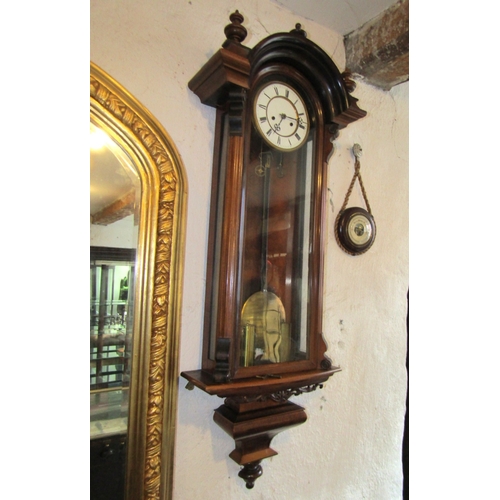 1552 - Vienna Regulator Wall Clock with Brass Weights and Keys Present Working Order Approximately 36 Inche... 