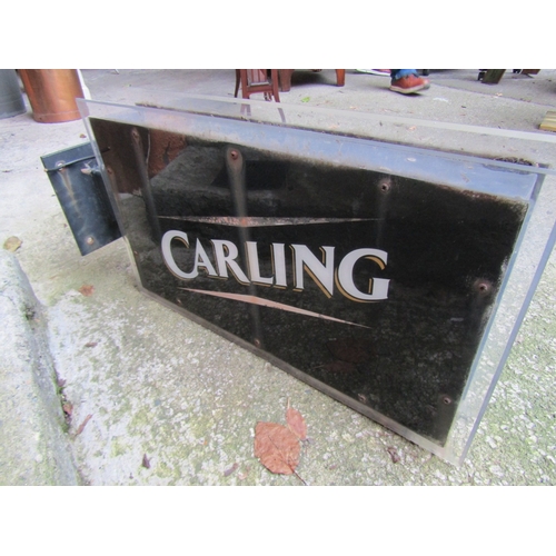 1558 - Vintage Carling Larger Public Bar Outside Hanging Light Approximately 20 Inches Wide with Metal Fitt... 