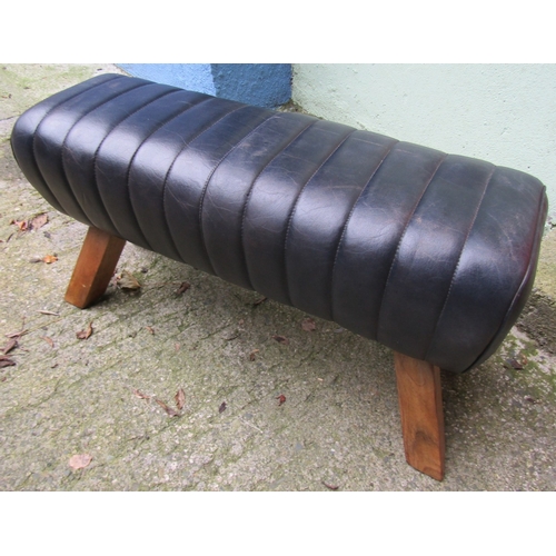 1559 - Gymnasium Vaulting Motif Foot Stool or Seat Approximately 36 Inches Long x 19 Inches High Dark Navy ... 